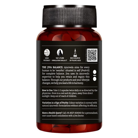 Jiva Ayurveda Pure Shilajeet (60 Capsules) For vigour and vitality, energy and power, brain function
