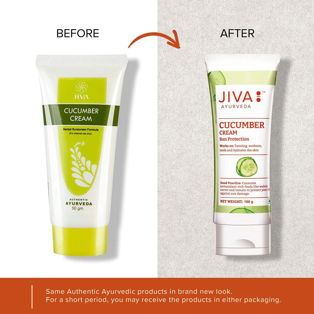 Jiva Ayurveda Cucumber Cream (100gm) For Sun Protection, Skin Tan, Sunburn, Hydrating Skin