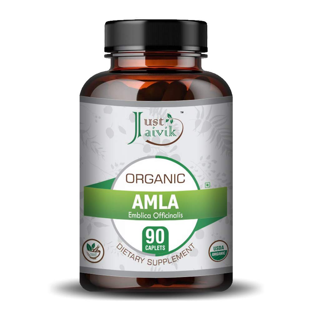 Just Jaivik Organic Amla Tablets 750mg 90 Tablets For immunity, healthy skin and hair