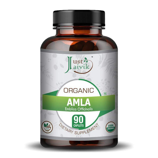 Just Jaivik Organic Amla Tablets 750mg 90 Tablets For immunity, healthy skin and hair