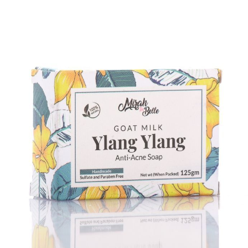 Mirah Belle - Organic Goat Milk, Ylang Ylang Anti Acne Soap Bar (125 GMS) Best for Blemished, Acne Prone Skin - Natural, Herbal and Handmade Soap