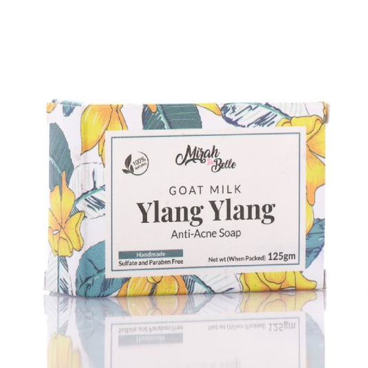 Mirah Belle - Organic Goat Milk, Ylang Ylang Anti Acne Soap Bar (125 GMS) Best for Blemished, Acne Prone Skin - Natural, Herbal and Handmade Soap