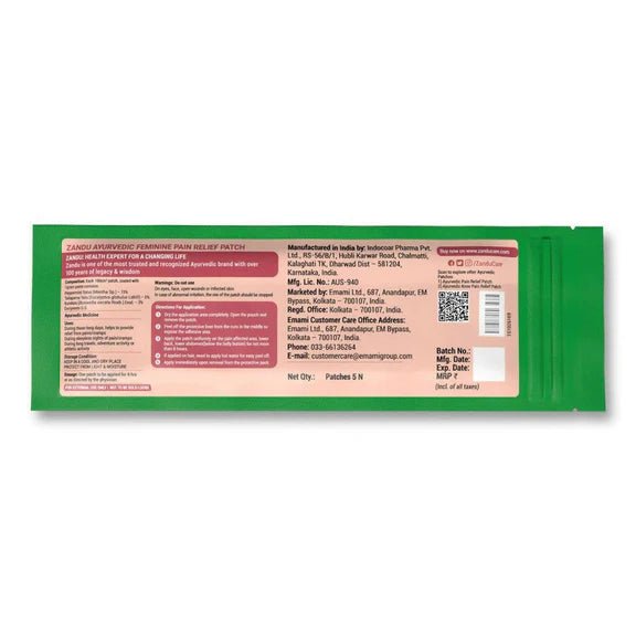 Zandu Feminine Pain Relief Patch - 5 Patches