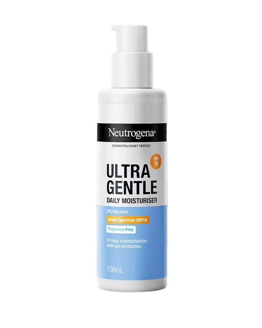 Neutrogena Ultra Gentle Daily Moisturiser SPF 15 | 24-Hour Hydration | Fragrance-Free | 100 ml