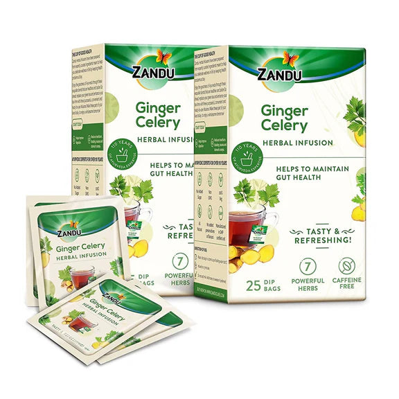 Zandu Ginger Celery Herbal Infusion Tea - Pack of 1 - 25 Tea Bags