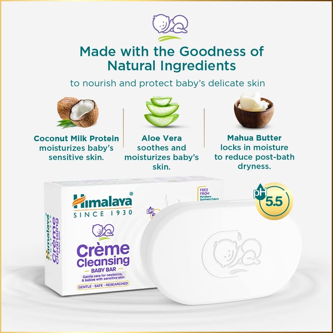 Himalaya Herbals Creme Cleansing Baby Bar For Baby's Sensitive Skin 75 Gm.