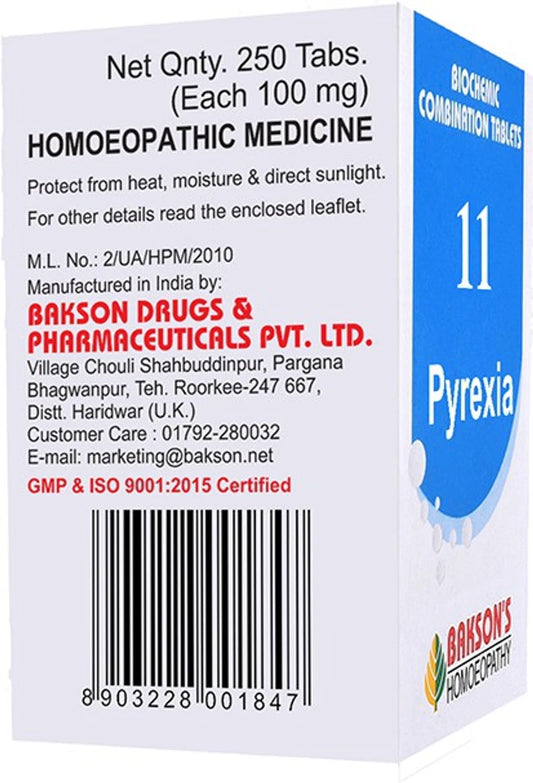 Bakson's Homeopathy Biochemic Combination 11 Tablets - 25 gm