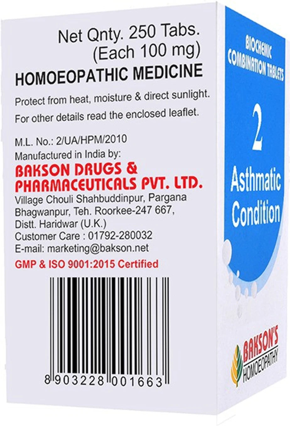 Bakson's Homeopathy Biochemic Combination 2 Tablets - 25 gm
