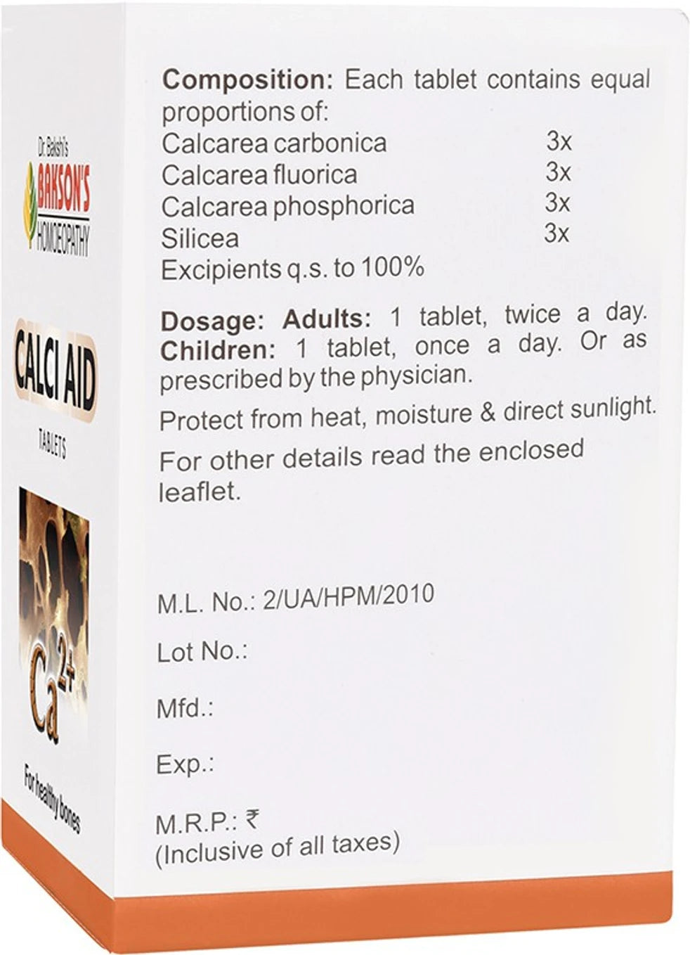 Bakson's Homeopathy Calci Aid Tablets - 75 Tablets