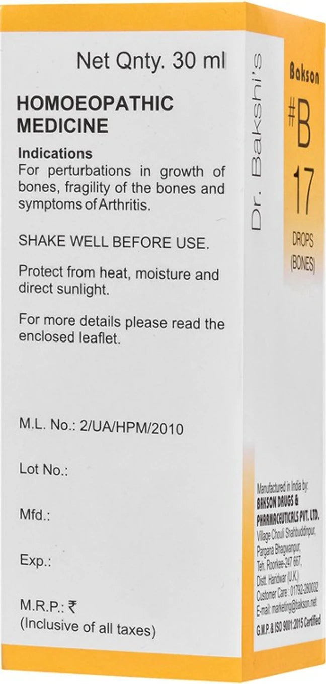 Bakson's Homeopathy B17 Drops - 30 ml
