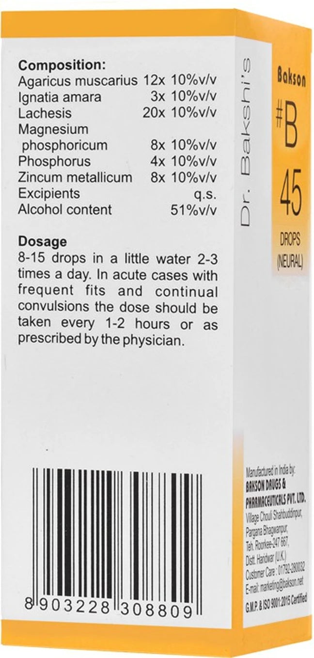 Bakson's Homeopathy B45 Drops - Limited Time Offer - 30 ml
