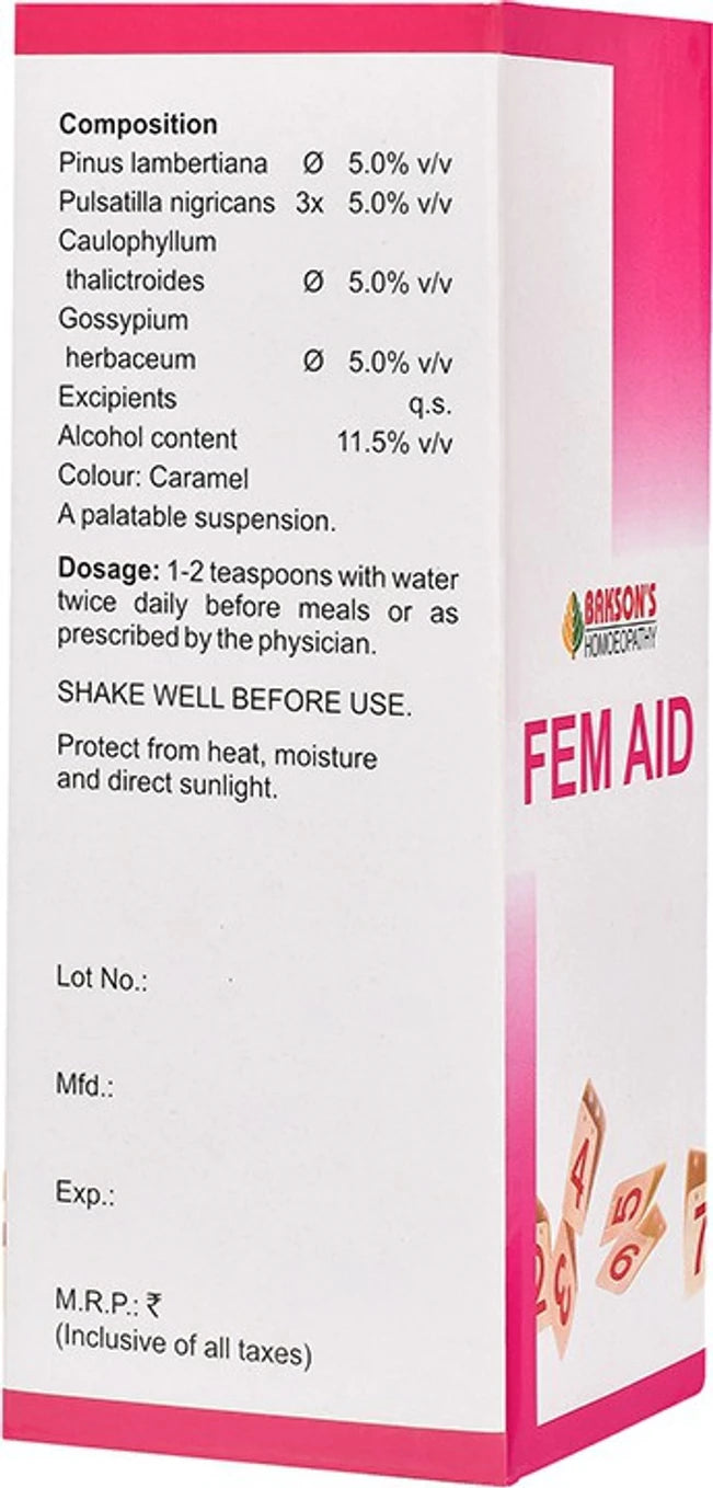 Bakson's Homeopathy Fem Aid Syrup - 115 ml